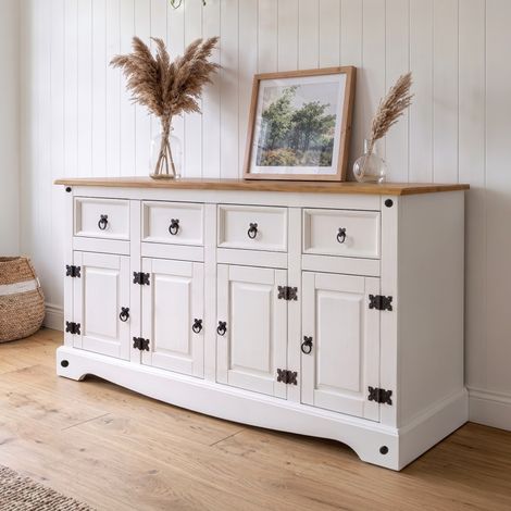 Mercers Furniture Corona White 4 Door Sideboard (1/4)