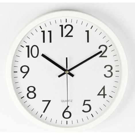 Orologio da parete da 12 pollici, orologio da parete rotondo silenzioso al quarzo digitale 3D senza ticchettio, bianco (1/3)