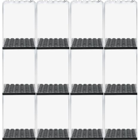 Lot de 12 vitrines transparentes en acrylique pour figurines de construction miniatures, 5,6 x 5,6 x 7,4 cm. Boîte de collection transparente. (1/5)