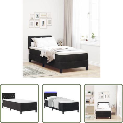 LED Beleuchtung -  LED Boxspringbett mit Matratze mit LED Schwarz 80 x 200 cm Samt (1/5)