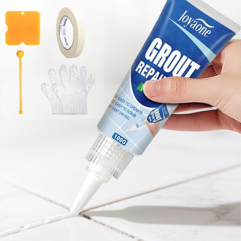 Kit de réparation de carrelage blanc à séchage rapide pour joints de salle de bain, douche, sols et murs (Blanc 100 g) (1/5)