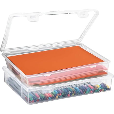 2er Pack A4 Aufbewahrungsbox, stapelbar & durchsichtig mit Deckel (1/5)