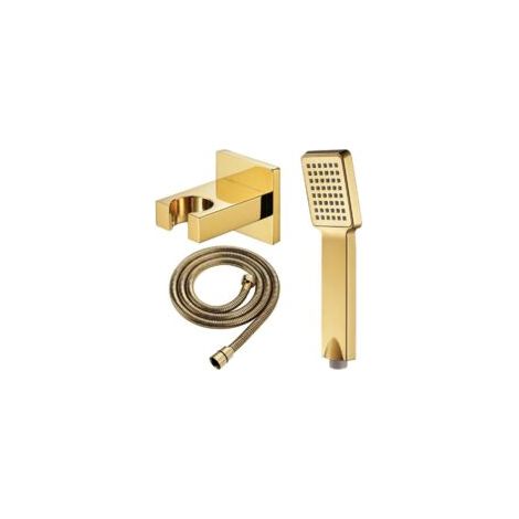 Ensemble de douche à main doré, douche à main en ABS, douche spa massante, douche à main carrée con flessibile de shower - Crezuo (1/4)