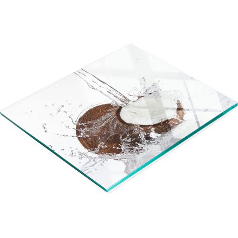 Elegante e resistente tagliere da cucina in vetro con motivo a cocco, 60x52 cm. (1/5)