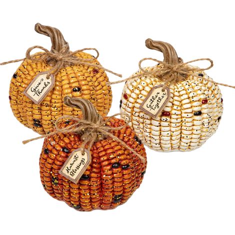 Zucche Decorative Artificiali Halloween Set 3 Pezzi 9 cm (1/5)