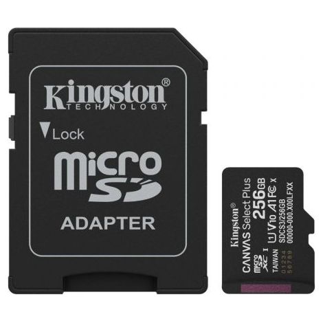 Kingston Technology 256GB microSDXC Canvas Select Plus Gen3 150MB/s A1 (Incluye adaptador de SD)