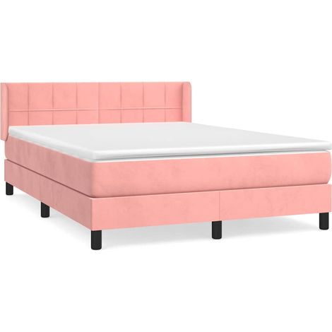 Maison Exclusive - Giroletto a Molle con Materasso Rosa 140x190 cm in Velluto (1/5)