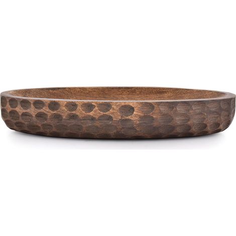 Bol décoratif en bois de manguier pour décoration d'intérieur, centre de table, ferme, restaurant, café (35,6 x 15,2 x 5,8 cm) (1/5)
