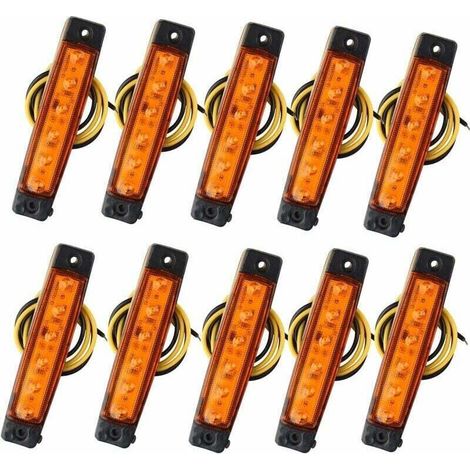 10 Stück 12V Seitenmarkierungsleuchten 6SMD LED Vorder- und Rückleuchten für Anhänger, LKW, Wohnwagen, Wohnmobil, Bus, Boot, Traktor, Motor, Bernstein-Orange