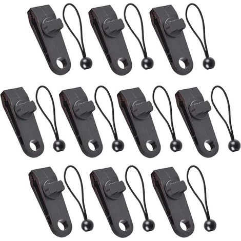 CSPARKV 10 Sets Clip de Bâche Multifonctions Pinces pour Tente Pince pour Bâche avec Cordon Élastique Noir pour Bâches Auvents Camping Caravane Couvertures (1/5)