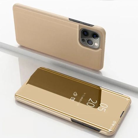 Étui pour iPhone 11 Or, étui à rabat miroir intelligent, support en cuir électroplaqué, coque arrière antichoc (1/5)