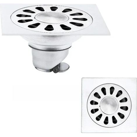 (2CM-2)Circular Floor Drain Deodorizer Shower Drain BathroomSteel Washing Machine Silver Brushed Floor Drain Cover 304 Stainless (1/4)