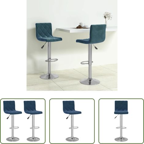 Tabouret de bar - Tabourets de bar lot de 2 bleu velours (1/5)
