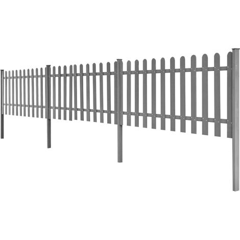 Clôture à piquets avec poteaux 3 pcs WPC 600x60 cm (1/5)