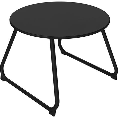 Mesa de centro para exterior Ø48x37 cm de metal negro con patas ajustables (1/5)