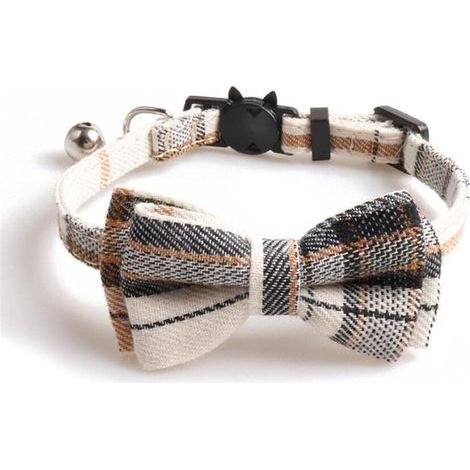Collier pour chat avec grelot nœud papillon de sécurité à dégagement rapide réglable pour animaux de compagnie chaton motif écossais (1/5)