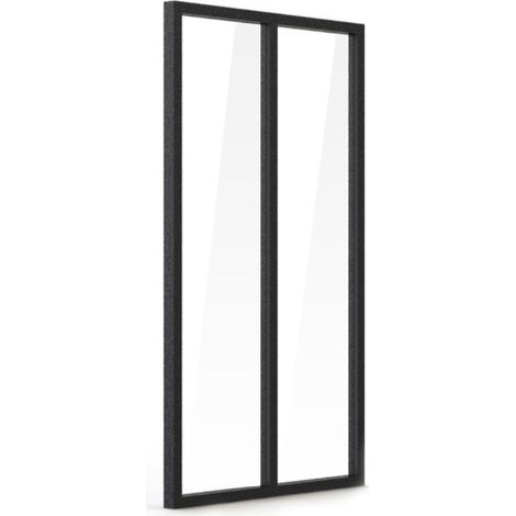 Aluminium-Indoor-Glasdach - 2 Glasscheiben - Schwarz - 71 x 123 cm