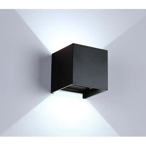 Applique Led Cob Lampada Parete 10W Quadrato Nero Luce Fredda Interno Esterno