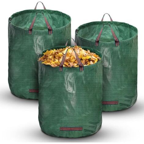 Sacs à ordures verts, sacs à déchets de jardin, lot de 3 sacs de jardin 272L, sacs de jardin robustes et solides pour les déchets de jardin (1/5)