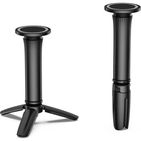 Magnetischer Handyhalter für den Schreibtisch mit abnehmbarem Stativ und schwarzer Klemme. (1/5)