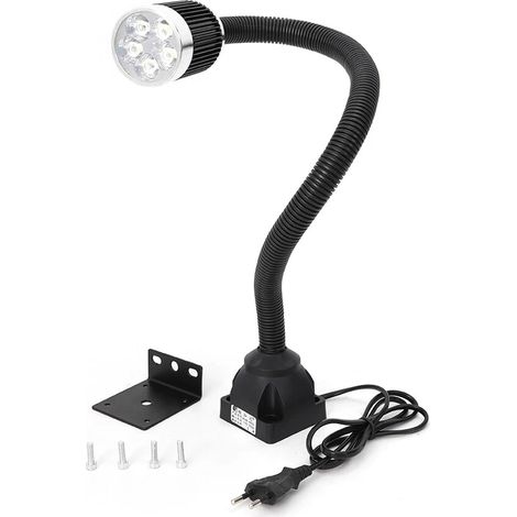 Lampe de travail 5W Lampe de travail LED Bras flexible avec base fixe Lampe de travail noire (1/5)