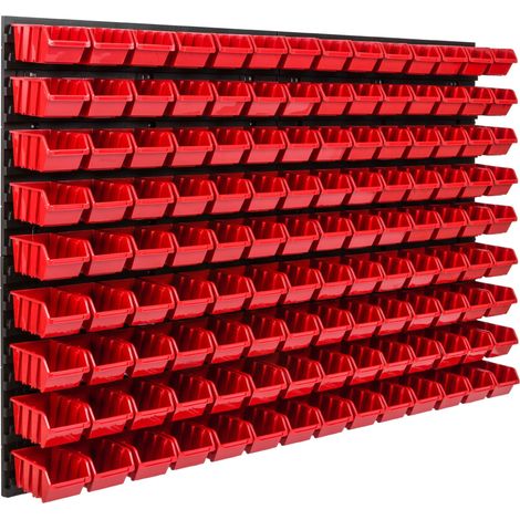 Pannello portautensili da officina 115x78 cm + 126 vassoi (1/5)