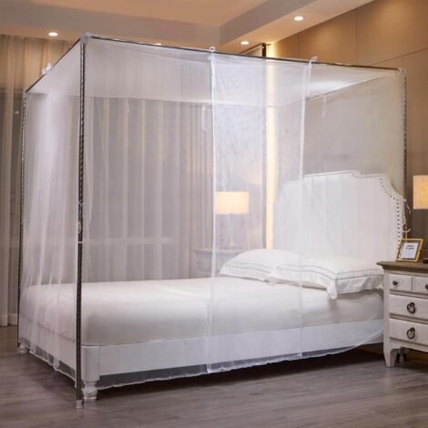 A 2.0 x 2.2 meters white mosquito net with single-sided mesh curtain for bedroom decoration (bed frame not included) (1/5)