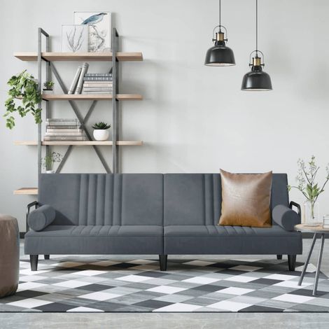 Canapé-lit  Canapé convertible  Fauteuil-lit avec accoudoirs gris foncé velours DRT5830 (1/5)