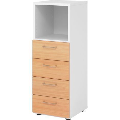 bümö smart Schubladen Kombi - 4 Schübe   Weiß/Buche (1/5)