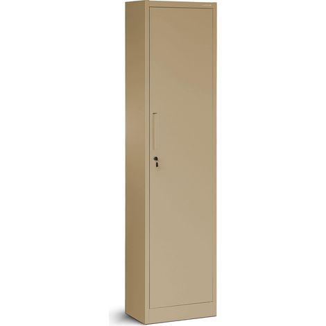 Armoire de Bureau Métallique C001A 4 Etagères Tôle d'acier Portes Battantes Verrouillable 185 cm x 45 cm x 40 cm (Beige) (1/5)