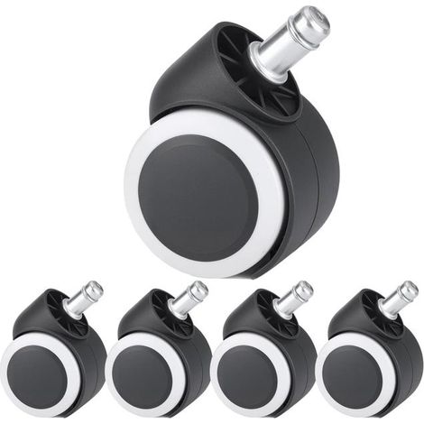 Set di 5 ruote piroettanti, 5 cm – Ricambio universale per sedie da ufficio e da gaming, accessori per mobili (1/5)