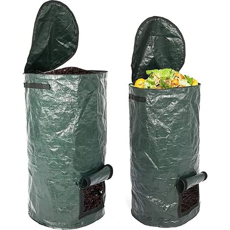 Filiyano-Lot de 2 bacs à compost de jardin réutilisables en PE (15/34 gallons) pour potager et jardin. (1/5)