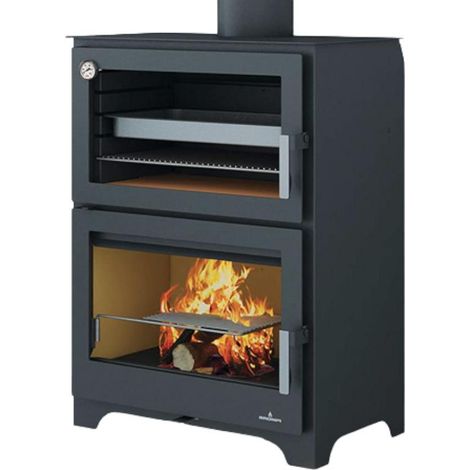 Bronpi – Poêle à bois 14 kW avec four – Puissance 14 kW – Volume de chauffe 350 m³ – Longueur max de bûche 62 cm – Kit air direct inclus (1/5)