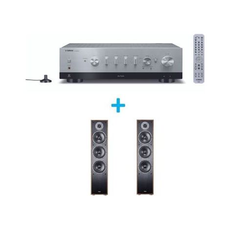 Amplificateur Hi-Fi Yamaha R-N800A Argent + une paire d'enceintes colonne Magnat Monitor S70 Noyer