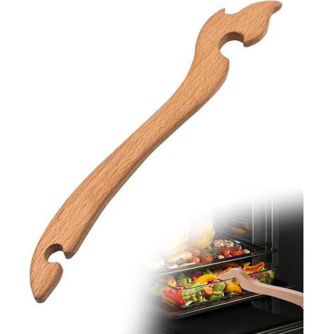 stuks Oven Rack Bamboo Puller 27 cm, Extracteur de Grille de Four in duurzaam silicone, Poussoir pour vier Prévenir les Brûlures, Extracteur de Four Baton pour vier, grille-pain, friteuse à air (1/5)