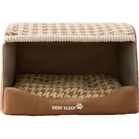 Panier automne/hiver pour chien à motif pied-de-poule, grand panier pour Golden Retrievers, panier pour chat à sommeil profond, panier pour animaux de compagnie L (1/4)