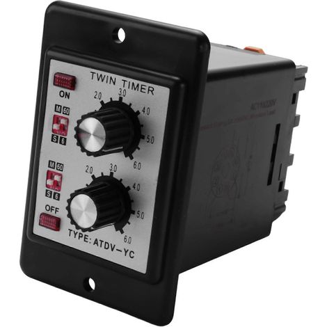 Interrupteur à double relais marche/arrêt avec bouton de commande et minuterie ATDV-6S-60M, carte relais AC 110/220V, accès électrique (A) (1/5)