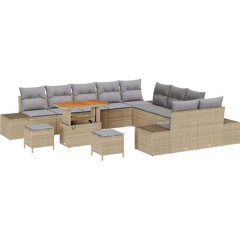 Maison Exclusive - Set Divano da Giardino con cuscino 13 pcs Beige polyrattan