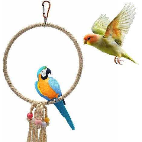 Perchoirs Perroquet en Anneau, Balançoire pour Perchoir Oiseaux, Accessoires pour Cage, Perche à Griffer et Escalader pour Perroquets, Gris du Gabon, Perruches, Calopsittes, Conures et Pigeons (1/5)