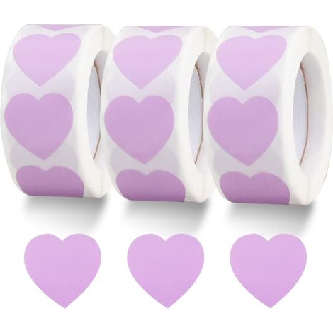 Sollbry 1500 Étiquettes Étiquette Violet clair Étiquette en forme de coeur 1 pouce Étiquette en forme de coeur utilisée pour la Saint - Valentin, l'anniversaire de mariage, l'enveloppe d'invitation (1/5)