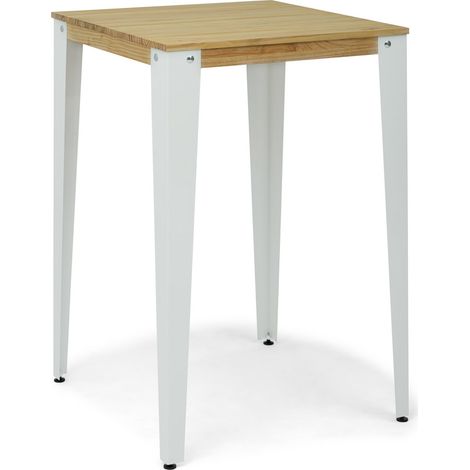Mesa Lunds Alta 80x80x110cm Blanca en madera maciza de pino acabado natural estilo nórdico Industrial Box Furniture (1/4)