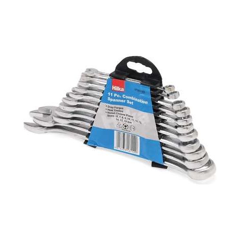 HILKA SPANNER SET 11PC COMBINATION METRIC WRENCH RING & ON RACK 6-19MM 17161102