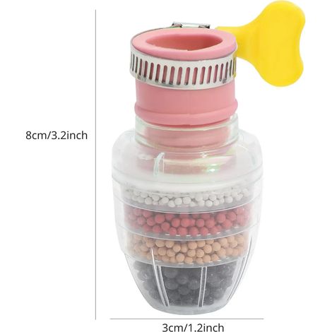 (Rose) Purificateur d'eau pour robinet domestique, rétractable et rotatif, anti-éclaboussures, convient aux robinets ordinaires. (1/4)