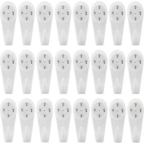 Lot de 24 crochets muraux invisibles en plastique blanc pour cadres photo, sans traces. (1/5)