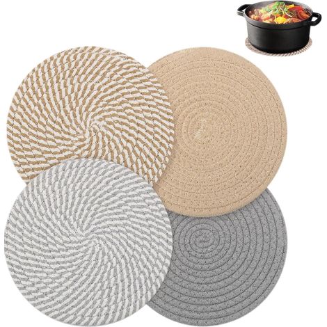 4er-Set Untersetzer/Untersetzer aus gewebter Baumwolle (Ø20 cm), hitzebeständig, rutschfest und dekorativ, in 4 Naturfarben (1/5)