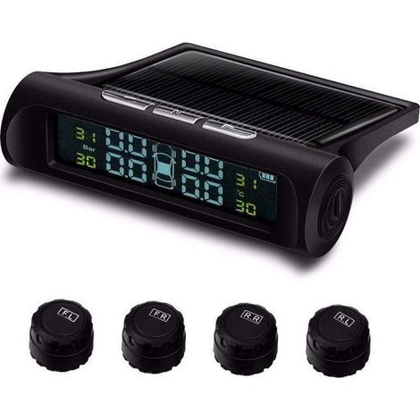 TRADE SHOP - Misuratore Di Pressione Ruote Auto Digitale Solare Wireless Tpms 4 Sensori - (1/5)