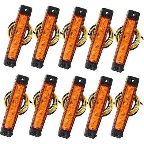 Lot de 10 feux de position latéraux à LED SMD 6 pouces 12 V, feux de position avant et arrière pour remorque, camion, caravane, camping-car, bus, bateau, tracteur, jaune-orange (1/4)