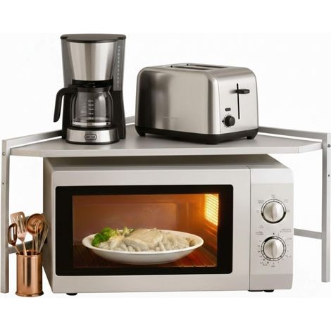 DanDiBo Mikrowellenregal Eckregal Küche Stehend Arbeitsplatte 72x72 cm Weiß 2 Stufig 96689 Mikrowellen Regal Küchenregal Microwave Shelf