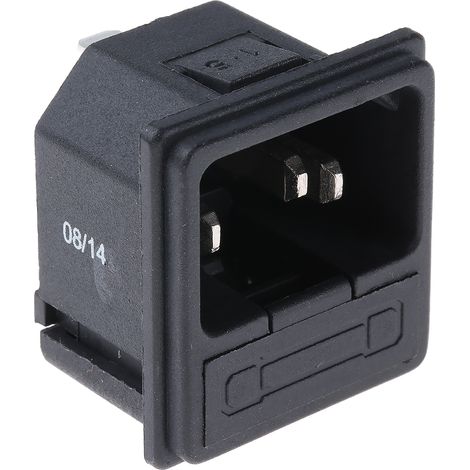 Rs Pro – Connecteur IEC mâle C14 10A – Montage rapide – Tension 250V – 1 fusible – Pour câblage électrique professionnel (1/2)