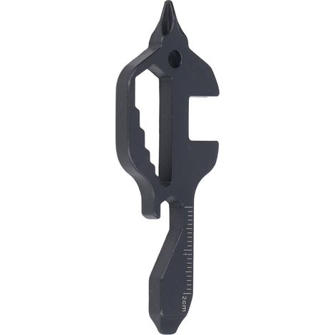 Fischförmiges Taschenwerkzeug aus Edelstahl, Multitool für Outdoor-Aktivitäten, Schlüsselanhänger, Flaschenöffner, Schraubenschlüssel, Lineal, Schwarz (1/5)